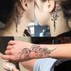 19 Sheets 3D Sexy Flower Temporary Tattoos For Women Neck Arm Black Fake Tattoo Sticker Waterproof Small Sketch Tatoo Decoration