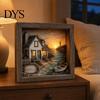 Eye-catching Home Decor Sea Glass Art Painting with LED Light, DIY Mosaic Arts and Craft Kit, Ambient Picture Frame Light Ocean Themed Beach
