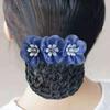 Korean Style Bun Snood Bead Hair Net Cover Vintage Flower Spring Clip  Ladies