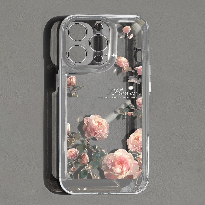 Suitable for iPhone 15 Phone Case iPhone 14/13 Promax Soft Anti Drop Plus Pink Rose