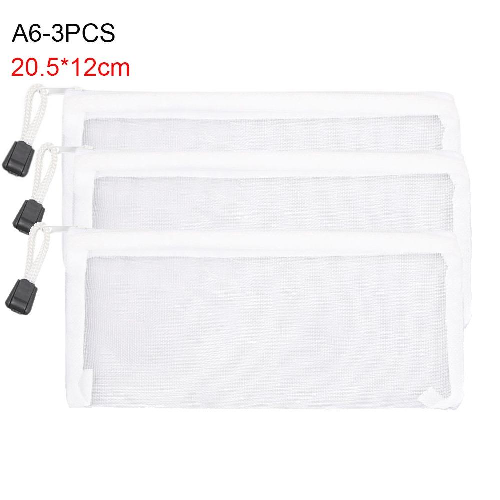 1/3/5PCS Cosmetic Organization Mesh Zipper File Bag PVC Document Folder Storage Bag A4/A5/A6 Moisture-proof Mesh Bag