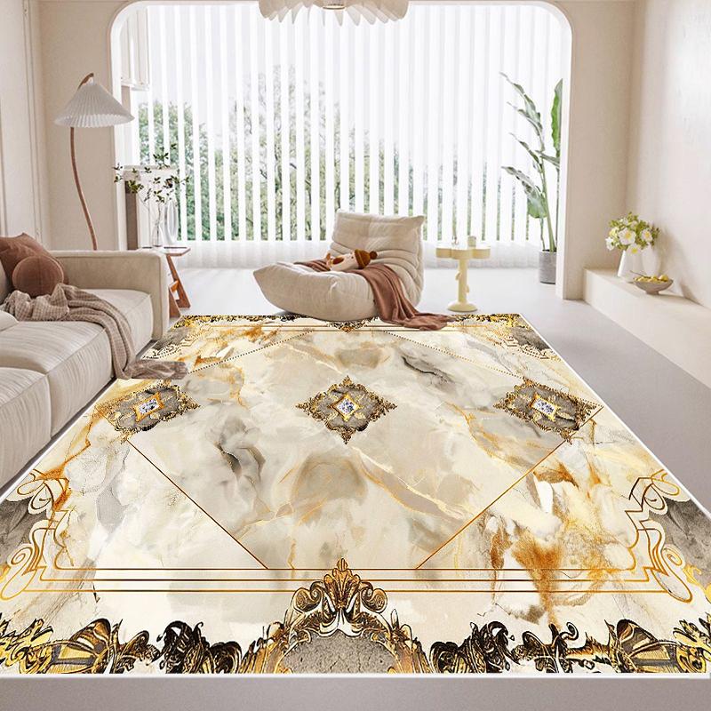 Large Area Golden Luxurious Carpets Living Room Decoration Home Sofa Area Rugs for Bedroom Cloakroom Non-slip Entrance Floor Mat