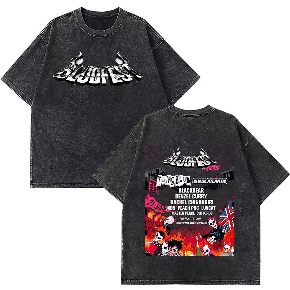 Yungblud IDOLS The World Tour Merch Retro Gewaschenes T-Shirt Herren Damen Hip Hop Rock Kurzarm T-Shirts Übergroße T-Shirts