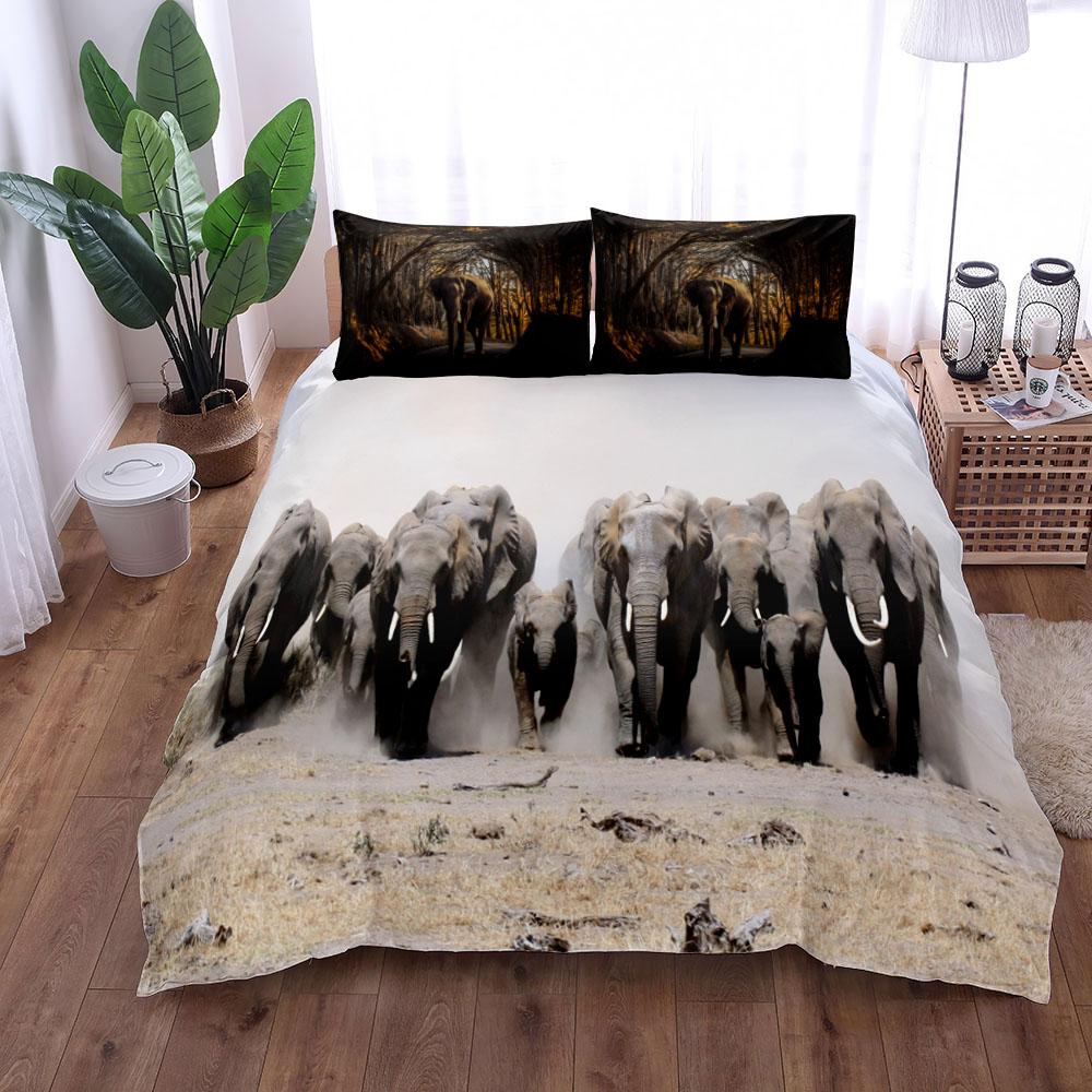 

Photographic Elephant Stunning Duvet Cover Set King Queen Double Full Twin Single Size Bed Linen Set EU single(135x200cm)