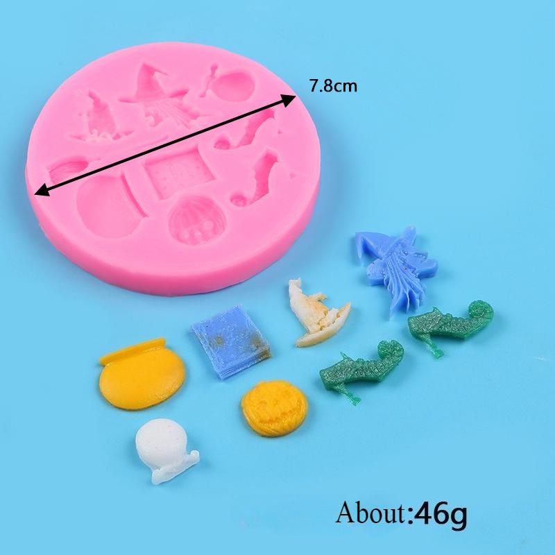 Halloween Silicone Molds Non-stick Ghost Pumpkin Bat Skull Witch Hat for DIY Fondant Pudding Cupcake Chocolate Candy Baking Mold