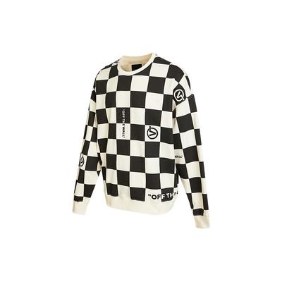 FW22 Contrast Checkered Print Crewneck Sweatshirt Men Sweatshirt Black White VN0A5H7GY7C