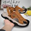 Fashion Casual Leather Sandals for Men Summer Beach Water Hiking Shoes Men Outwear Driving Sandals Stylish Trendy Soft Sole Man Slippers