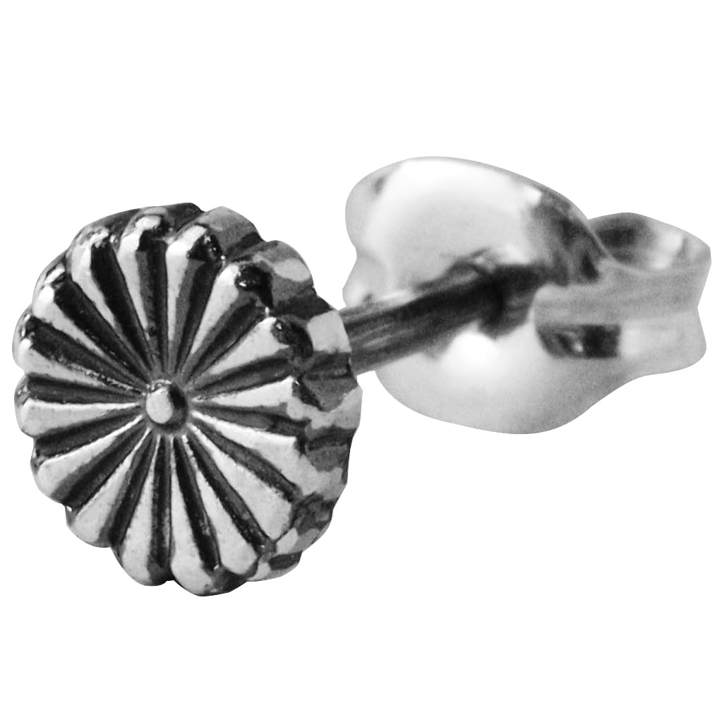

[Ryuto] Small Men s Silver Stud Earring with Chrysanthemum Crest, Single Ear, Stud, 950 Sterling Silver, Traditional Technique, for Men and Boyfriends