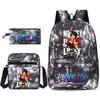 One Piece Large-capacity Student Backpack Three-piece Set 7526