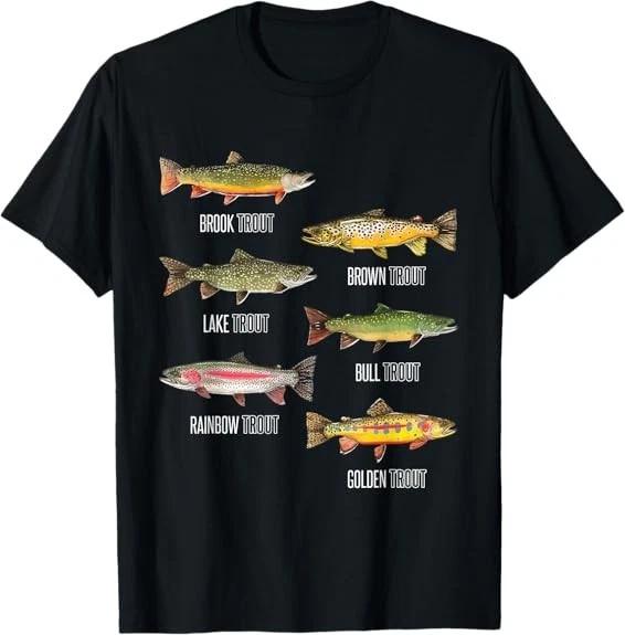 Types of Trout Fish Species Fishing Design Best Gift T-Shirt S-3XL L