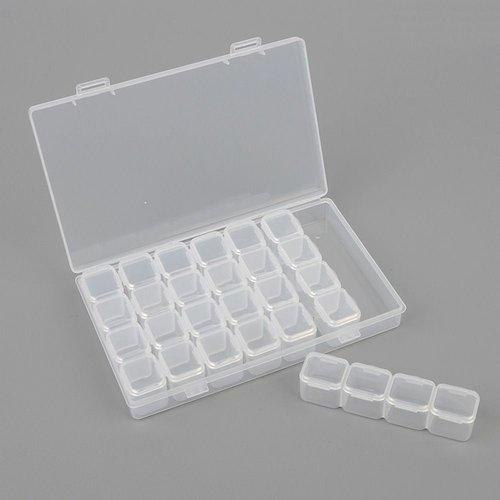 Parts Case 28 Compartments Individual Lid Nail Stone Beads Organizer (W920B3E)