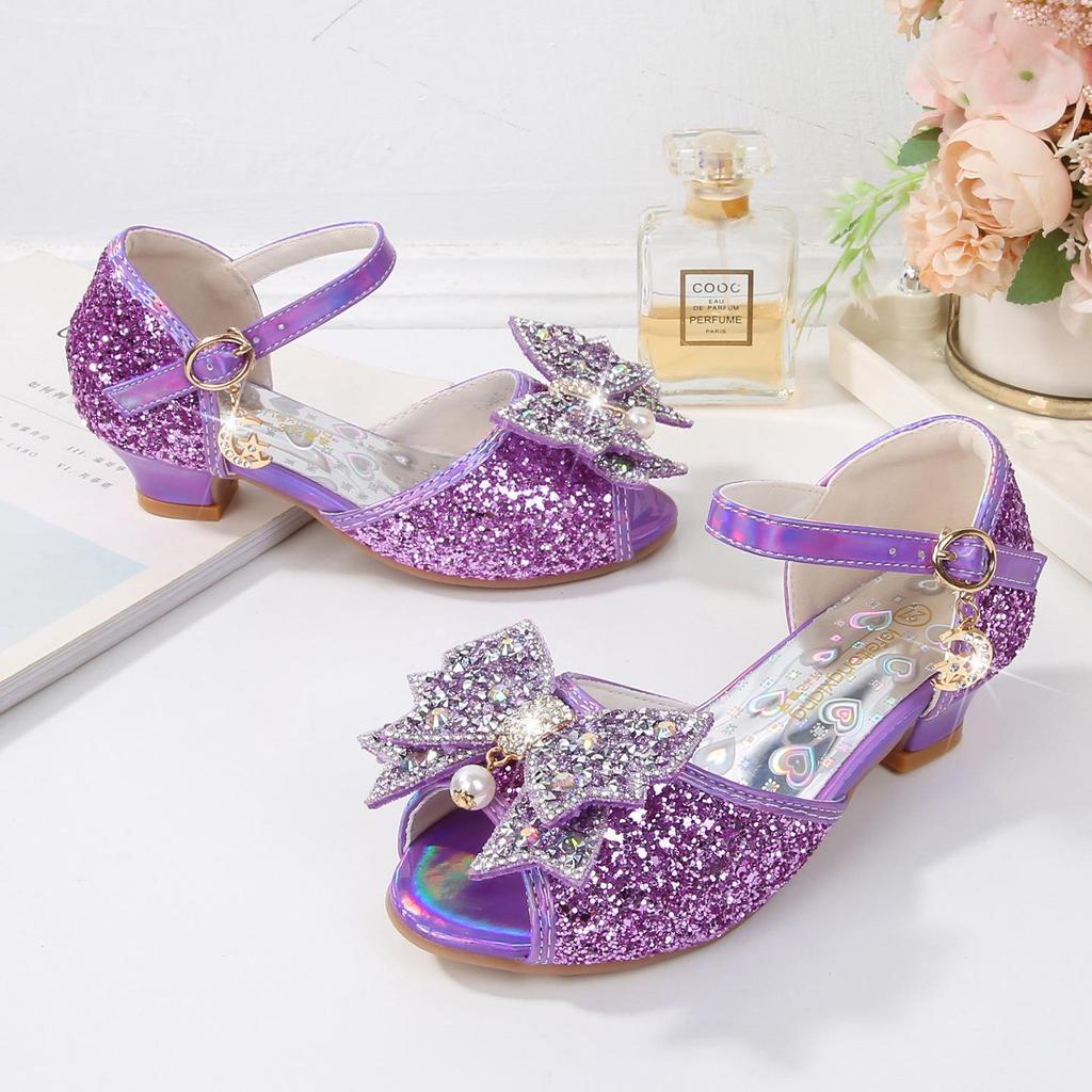 Silver Fish-Mouth Pearl Pendant Sandals - New Style, Soft-Soled Girls' Princess Shoes for Performance.