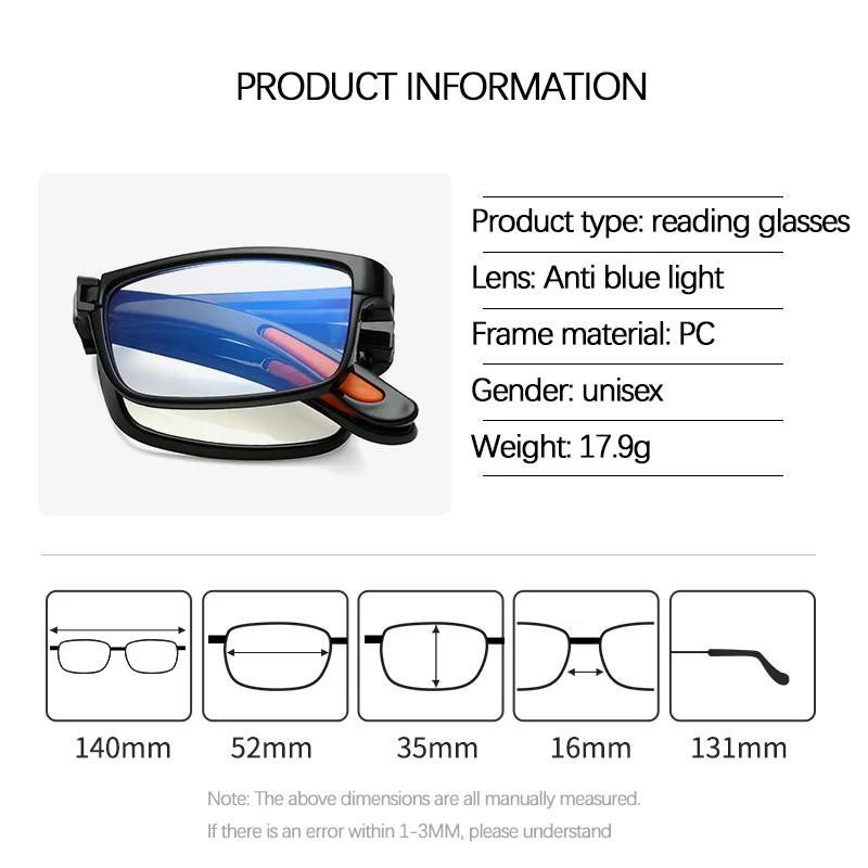 New Folding Reading Glasses with Case Anti Blue Light Eyeglasses Presbyopia Retro Glasses Portable Glasses Men Women