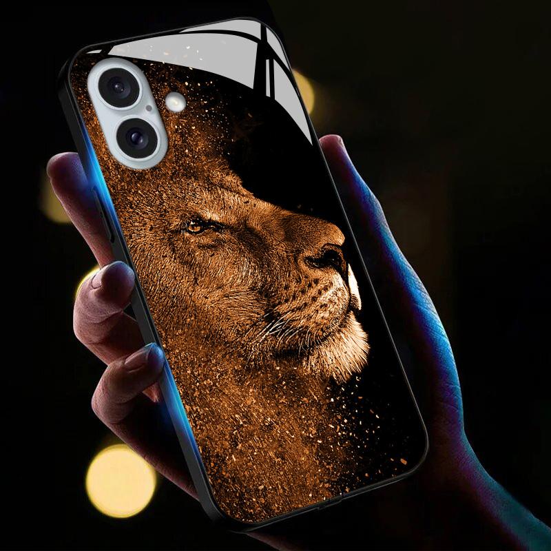 For iPhone 16 Case Call Flash Series Pattern Printing Tempered Glass+TPU Combo Phone Case