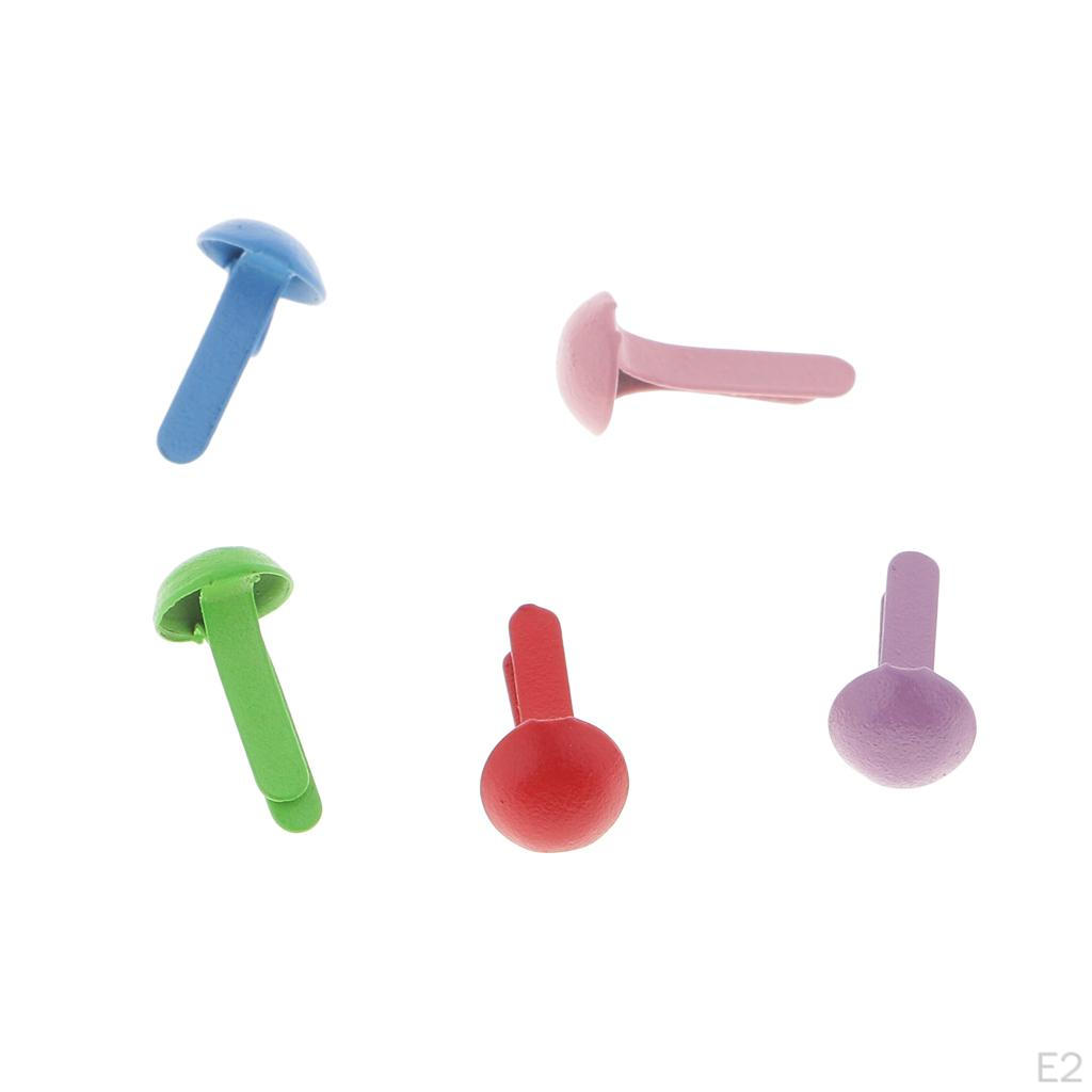 200pcs Mini Decorative Round Head Split Pins Metal Brads Paper Fasteners for Craft Office