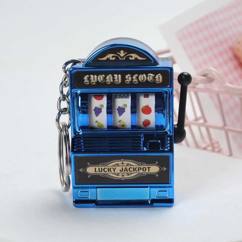 Mini Slot Machine Keychain Pendant - Fruit Spin Game with Lucky Draw Feature