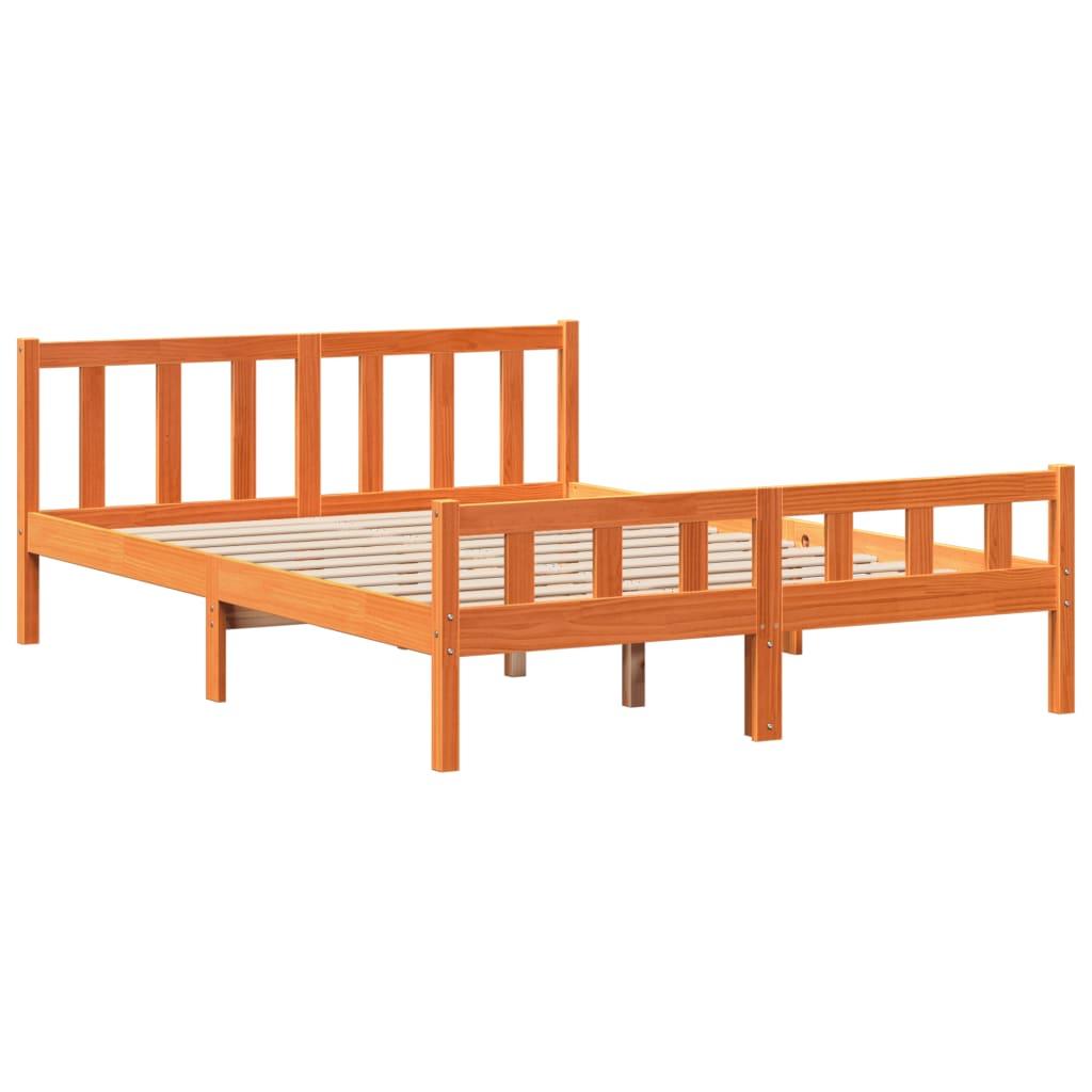 Solid Wood Bed without Mattress Wax Brown 150 x 200 cm Solid Wood