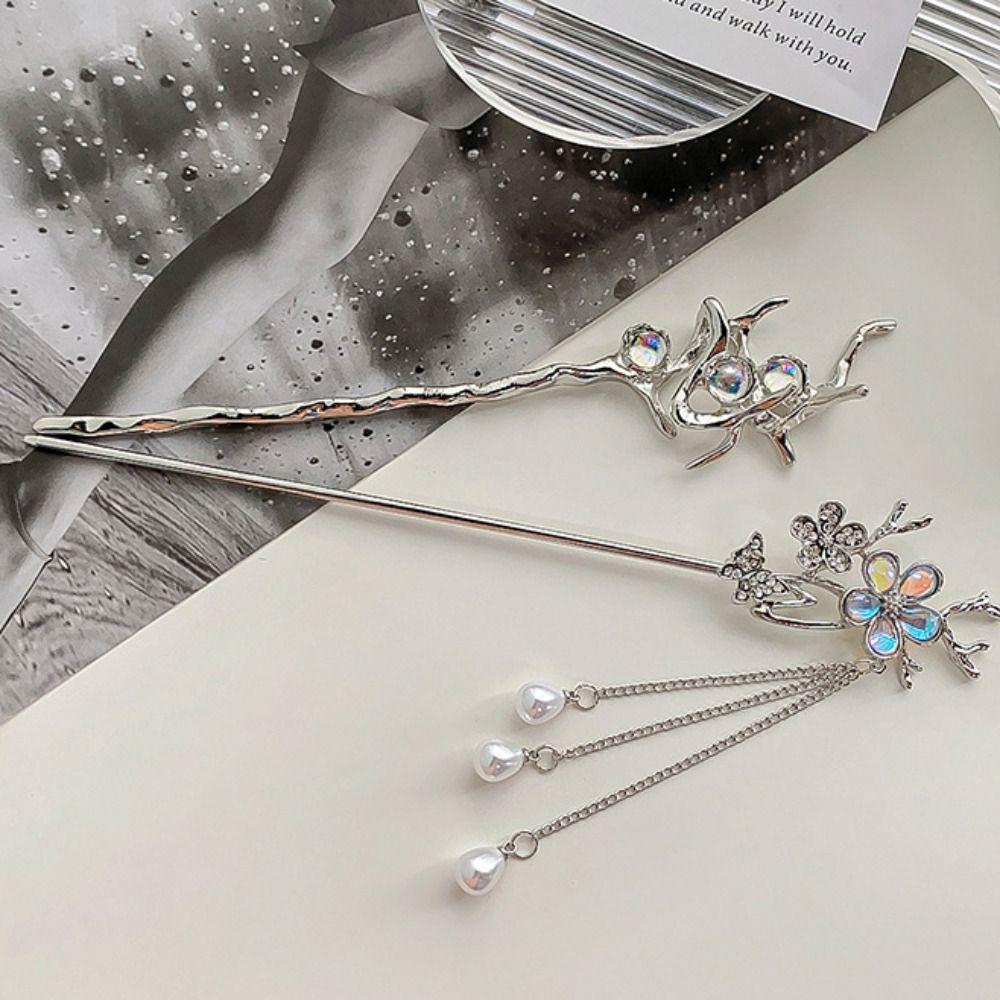 Pearl Chinese Style Hair Stick Lotus Flower Hair Fork Vintage Hanfu Hair Stick Perform