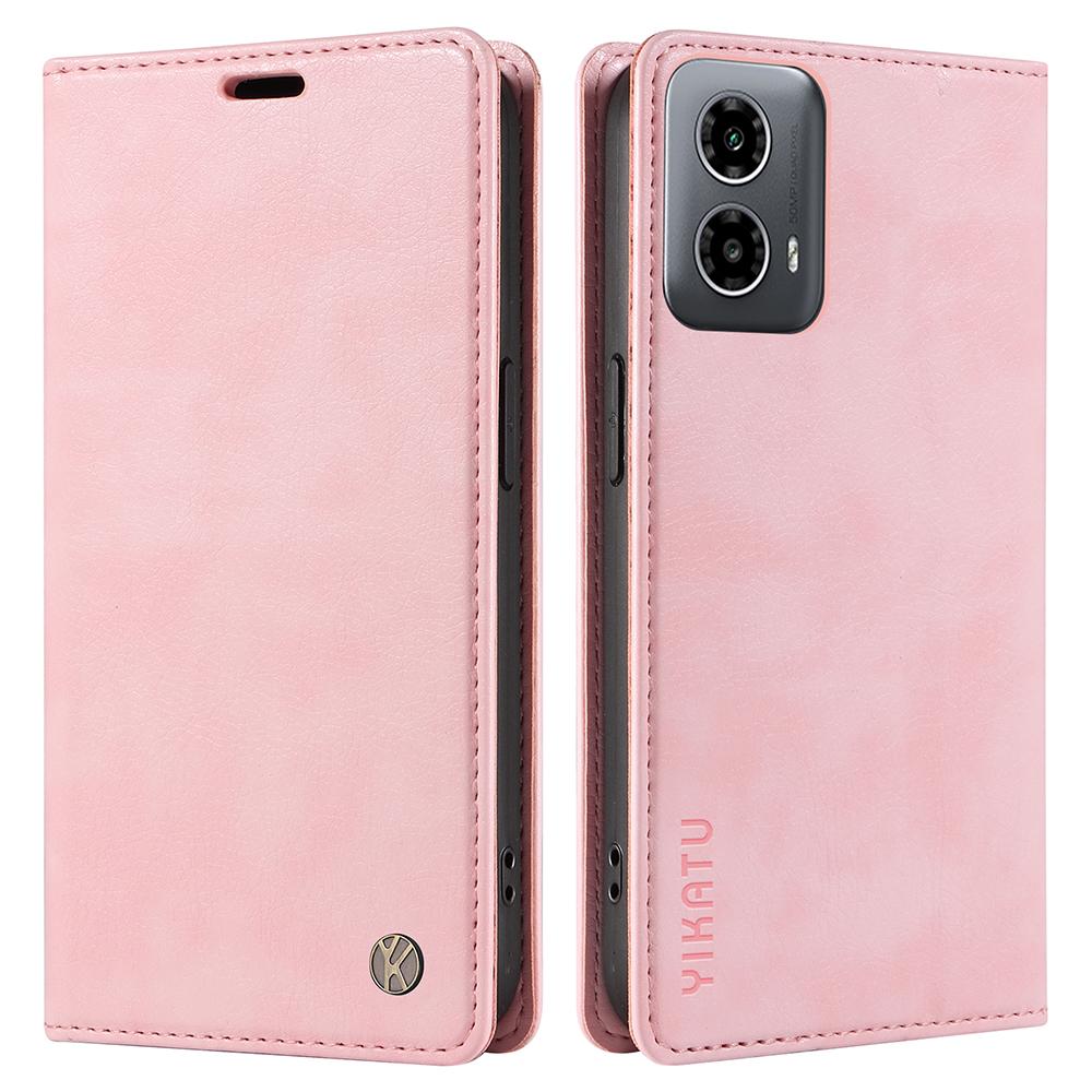 

For Motorola Moto G45 5G/G34 5G Case Leather Phone Cover Litchi Texture Magnetic Closure Pink
