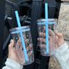 450ML Straw Cup Tritan Water Cup Portable Milk Tea Cup  Sports Fitness
