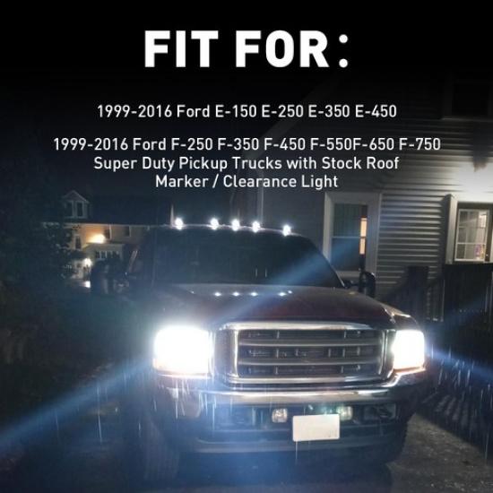 5 Smoked Lens White LED Cab Roof Marker Light For 99-16 F250 F350 Super Duty EXV