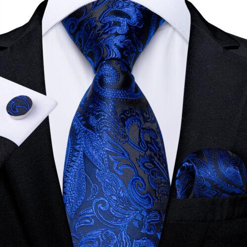 Dibangu Mens Silk Necktie Set Striped Paisley Solid Tie Pocket Square Cufflinks