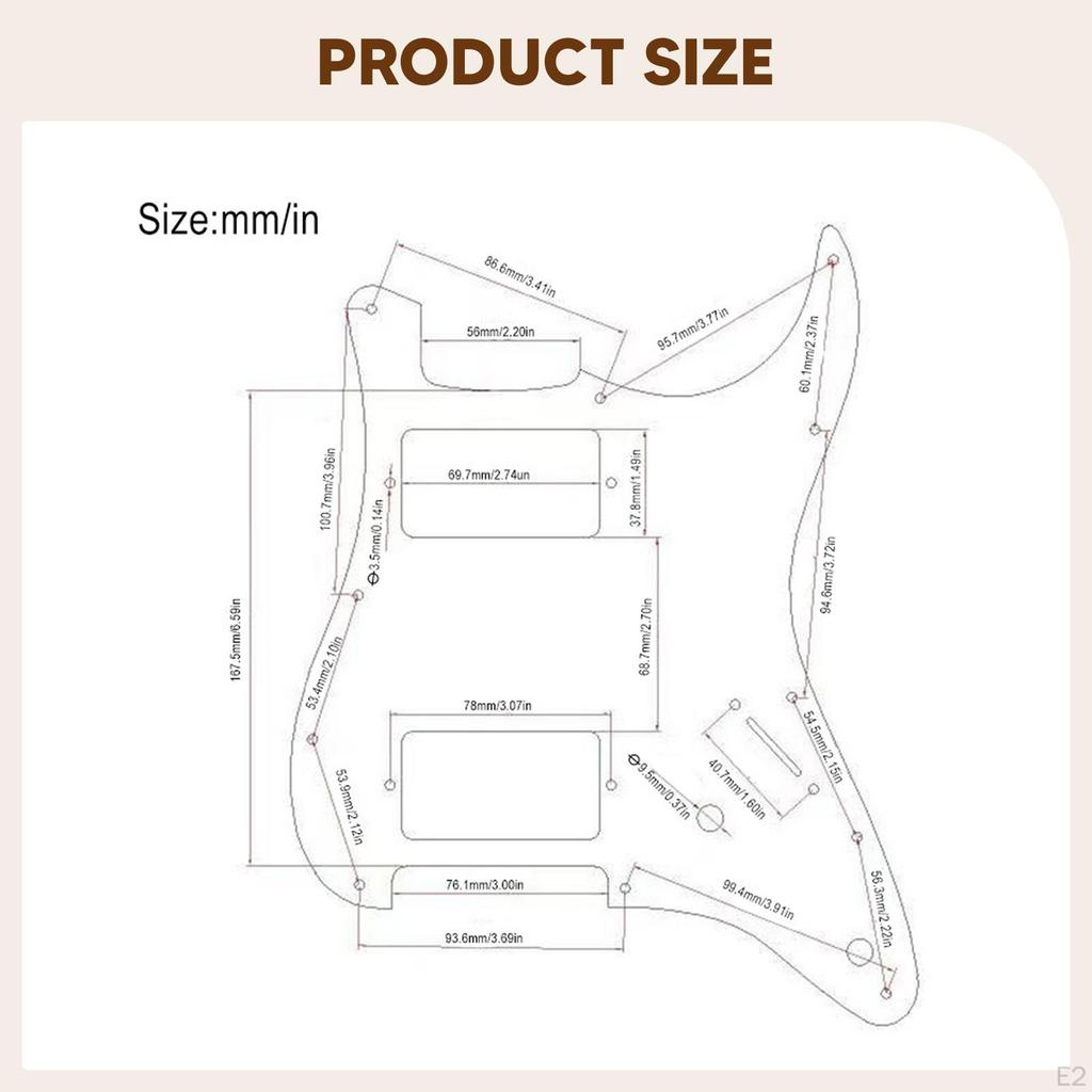 HH Electric Guitar Pickguard Parts 3 Ply Two Humbucker Coils Professional High Performance