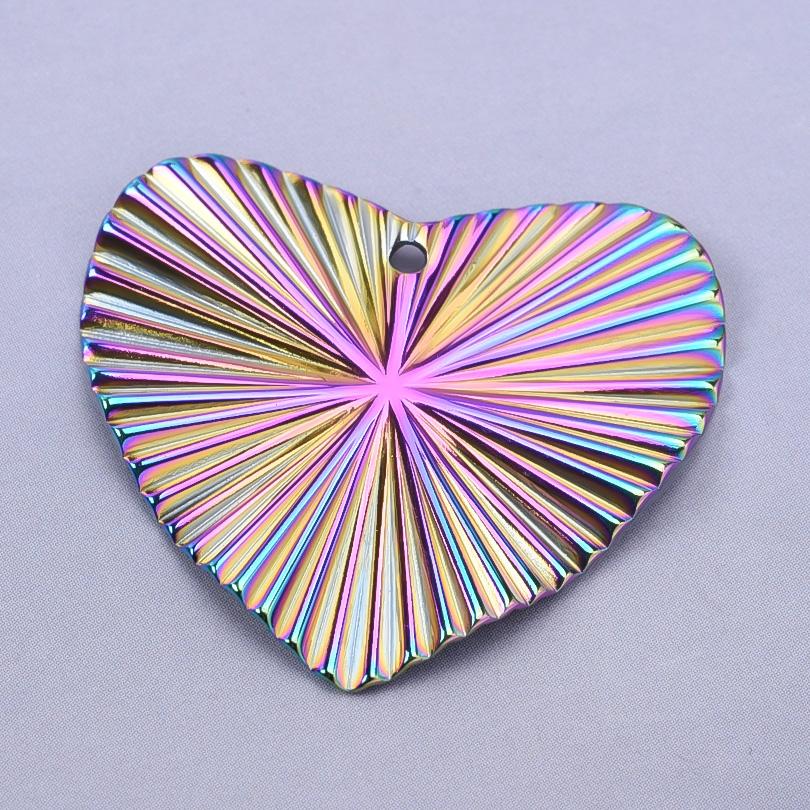 Personality Rainbow Irregular Round Heart Oval Stainless Steel Charm For Jewelry Making Bulk Supplies DIY Simple Earring Pendant