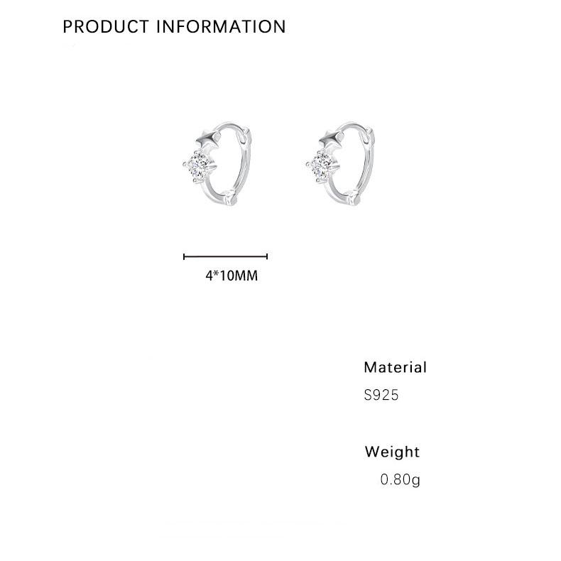 S925 Sterling Silver Geometric Style Ear Cuff Women's Flashy Zircon Star Earrings Hoop Earrings for Women Jewelry YB-XY-171