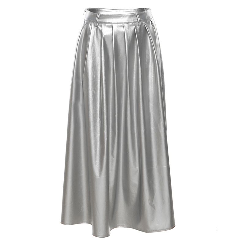 High-waisted Pleated Long Skirt for Women  Streetwear Punk Style Y2k Clothing Autumn Winter Fashion A-line Skirt Solid Color