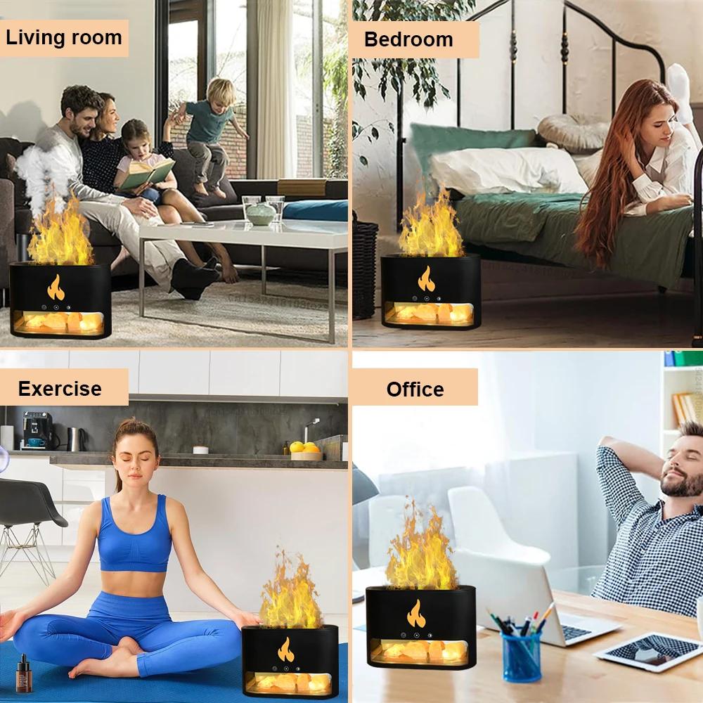 NEW Flame Air Humidifier Essential Oil Diffuser Aromatherapy Mist Maker USB Desktop LED Fire Flame Humidifier Office 2025