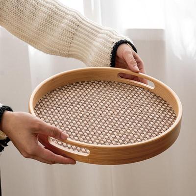Pabei Kleines rundes Serviertablett aus Bambusholz