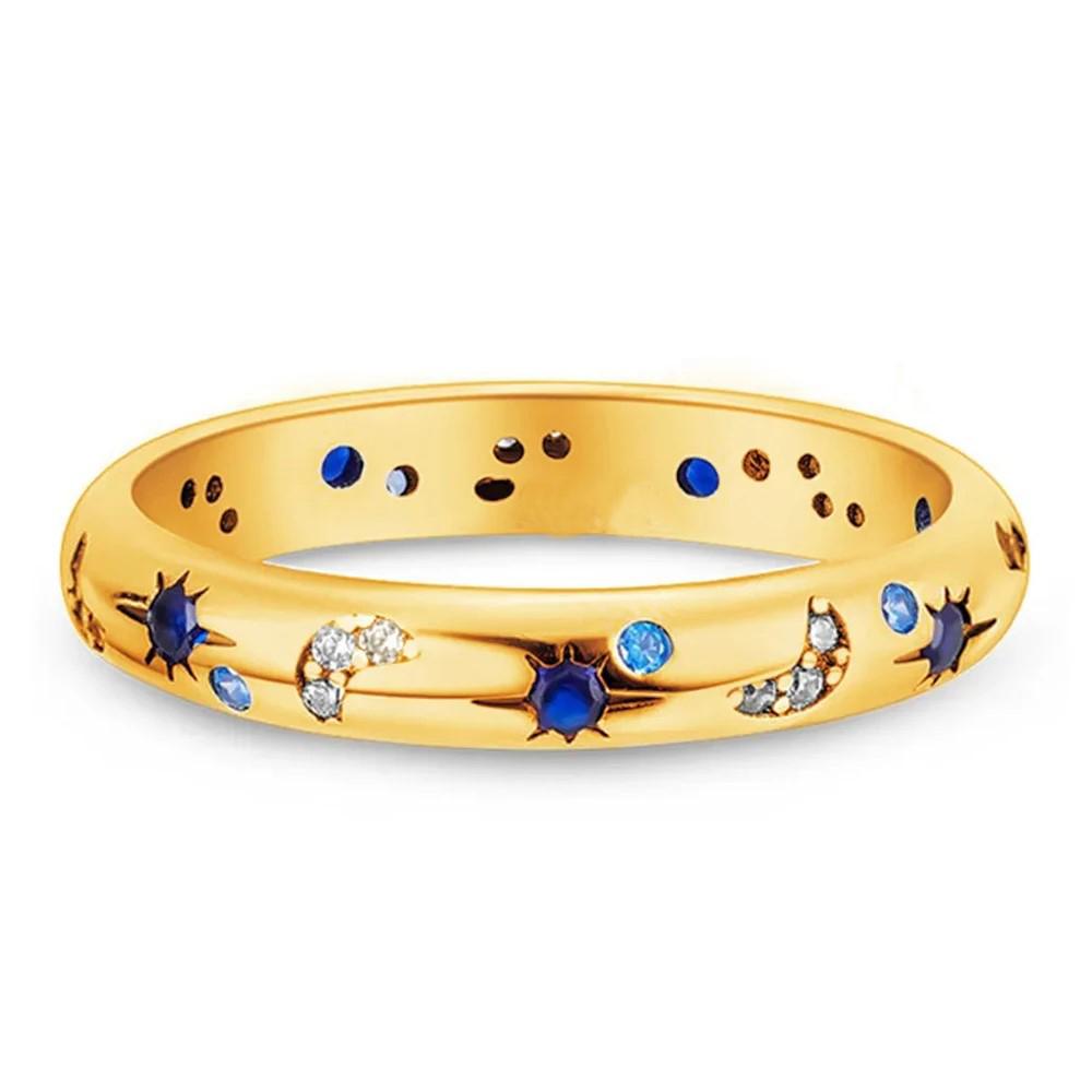 

Gold Silver Color Moon Star Stacking Band Ring Fashion Jewelry Trendy Best Friend Gift Accessories 6