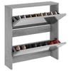 Shoe Cabinet with Mirror 2 Flip Down Compartments Grey Sonoma 63 X 17 X 67 Cm
