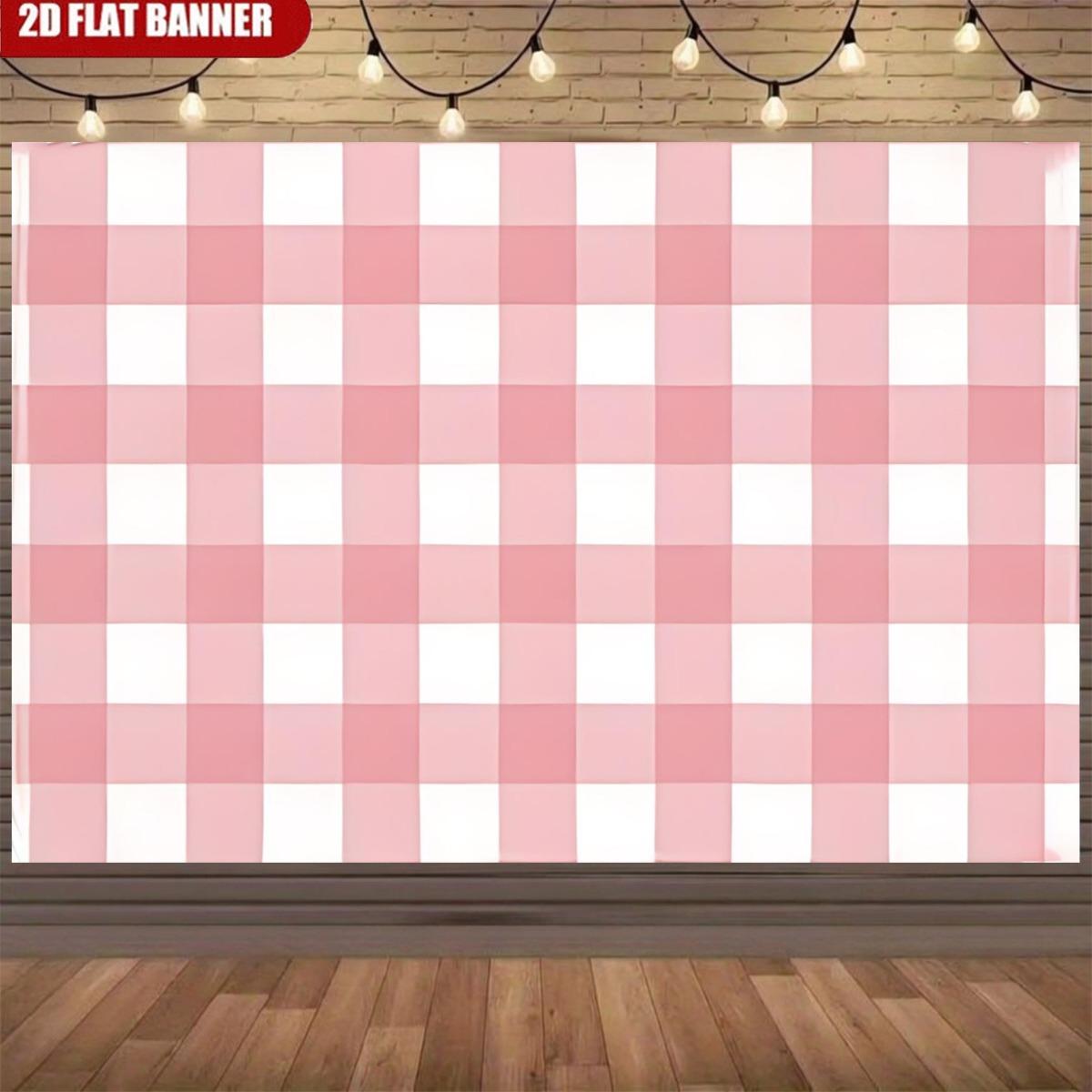2D plane, 1 piece of powder-white checkered square pattern background fabric, picnic-themed party, polyester fiber 100x150cm