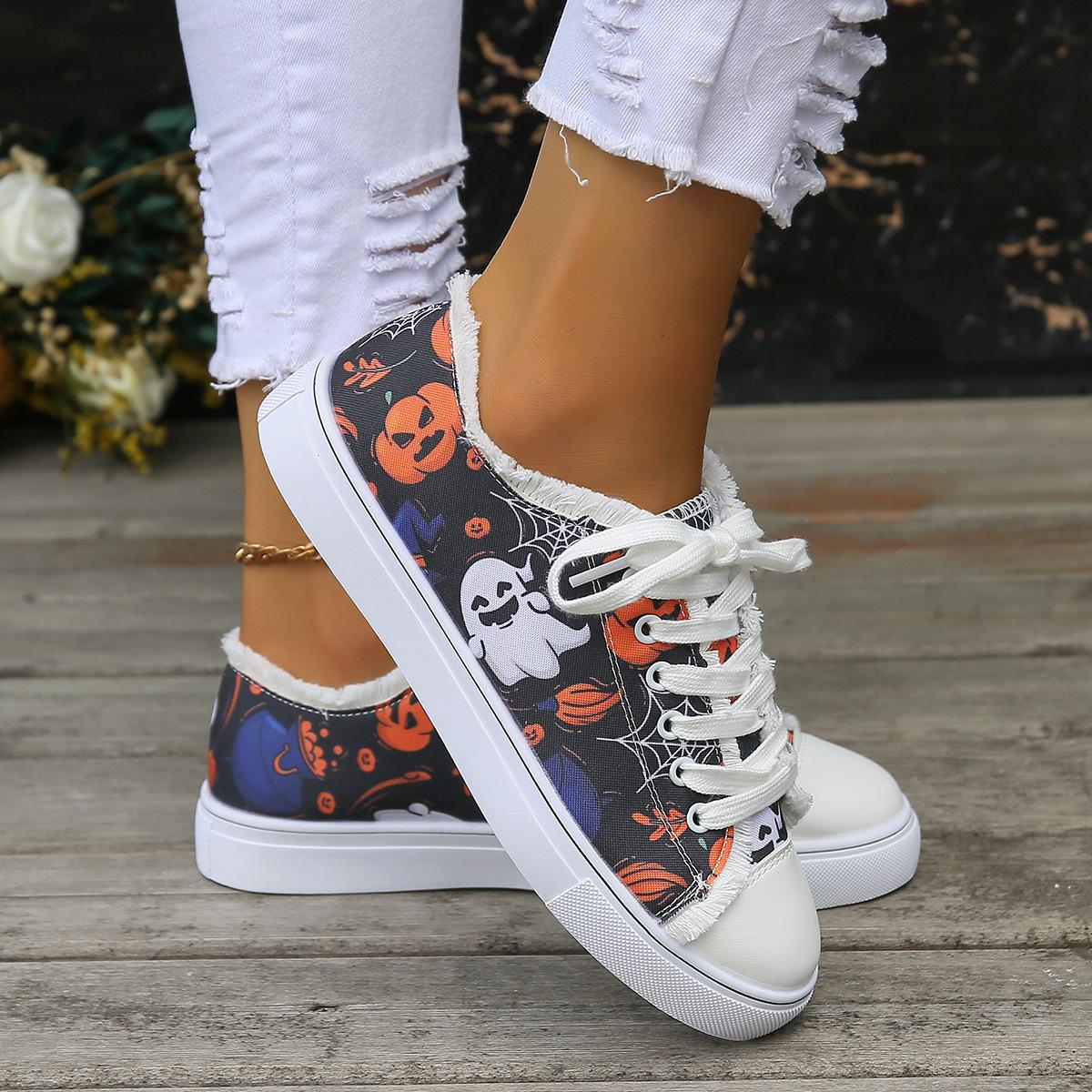 

Западный Хэллоуин Эльф Призрак Демон Инопланетянин Посетитель Призрачный Узор Женская Обувь Большой Размер Балетки 43 43