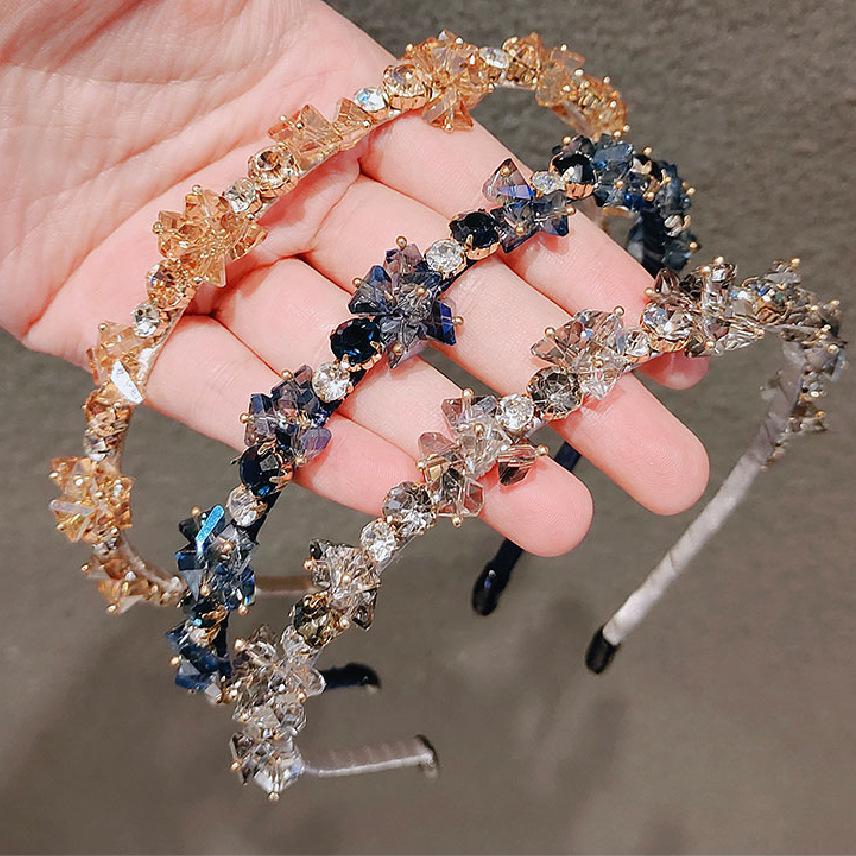 

Korean Luxury Crystal Beaded Headband - Baroque French Retro Hair Accessory вино красного