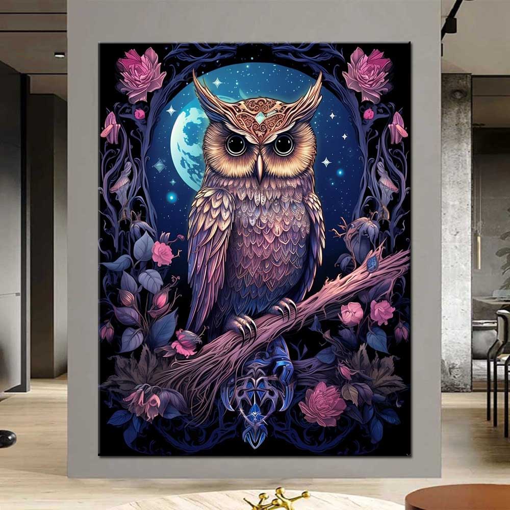 Full Square/Round Drill 5D DIY Diamond Painting Owls and Flowers Picture Diamond Embroidery Cross Stitch Home Decor Y3781
