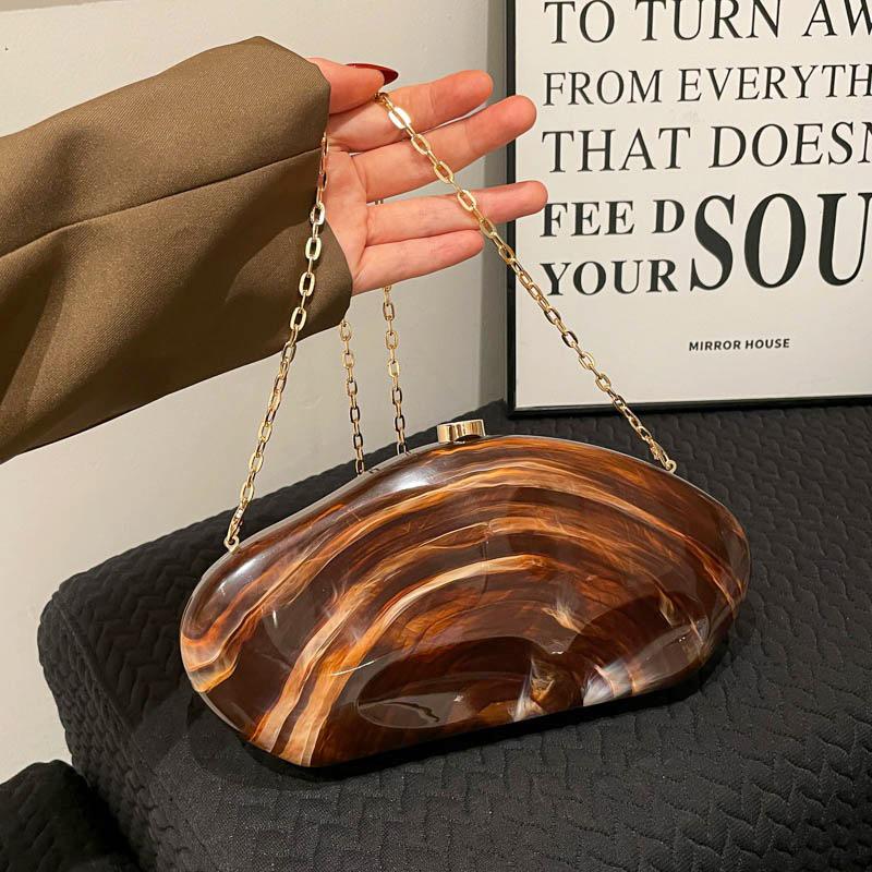 Sac à bandoulière en acrylique perlé effet marbre pour femme 2026