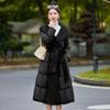 Extra Long Over-the-Knee Down and Wool Coat with Belt and Large Lapel for Autumn & Winter YJ1393