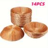 14pcs Round Poly Wicker Baskets 24.3cm Diameter Brown Plastic Polypropylene Storage Bins for Kitchen Bathroom and Home Organizer