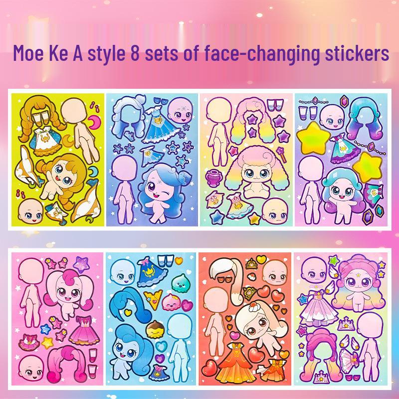 Moe Princess Reusable Dress-Up Stickers for Girls - High-Value Cartoon Playset
