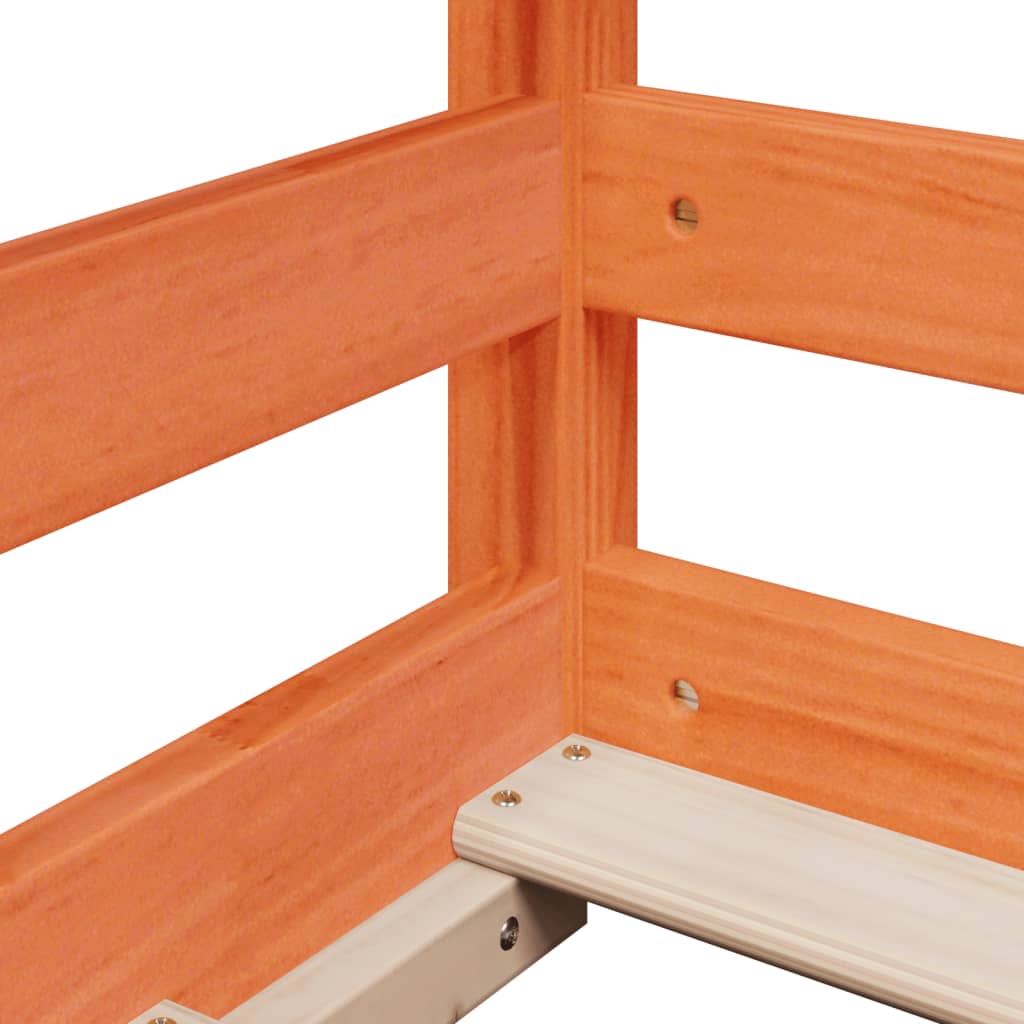 Bunk Bed with Roof Wax Brown 80 X 200 Cm Solid Pine Wood