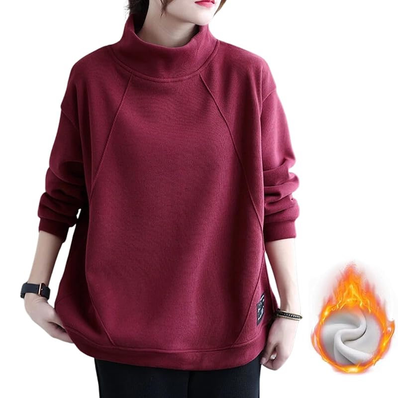 

[SeiunAn] trainer ladies spring winter autumn long sleeve Fleece lining mock neck high neck tops spring clothes turtleneck hoodie pullover sweatshirt