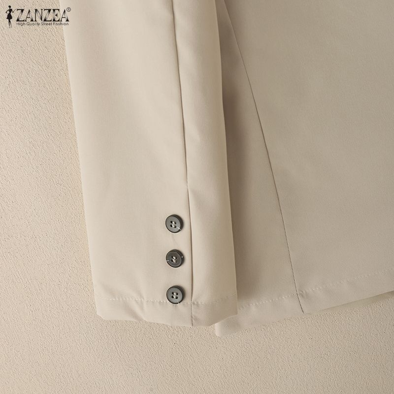 ZANZEA Women Notched Lapel Long Sleeve Solid Color Casual Cardigan Blazer