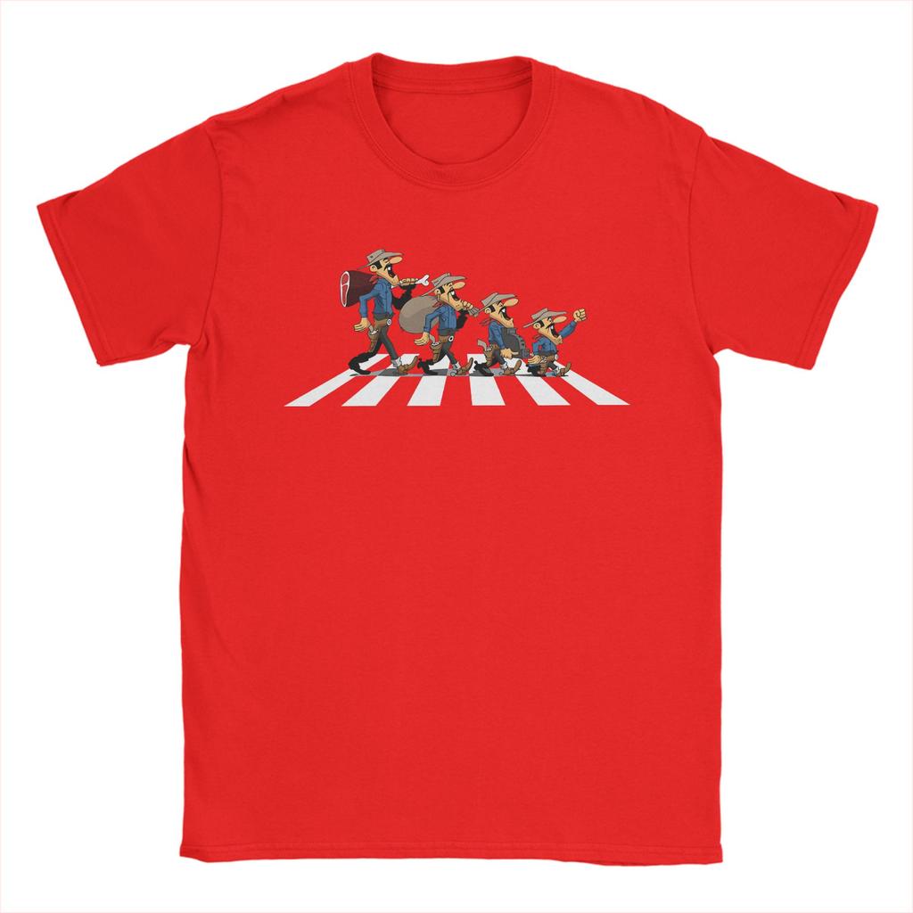 Dalton Abbey Road Lucky Luke T-shirt Uomo 100% Cotone Vintage T-shirt Girocollo Cartoni Animati T-shirt Manica Corta Top Stampati