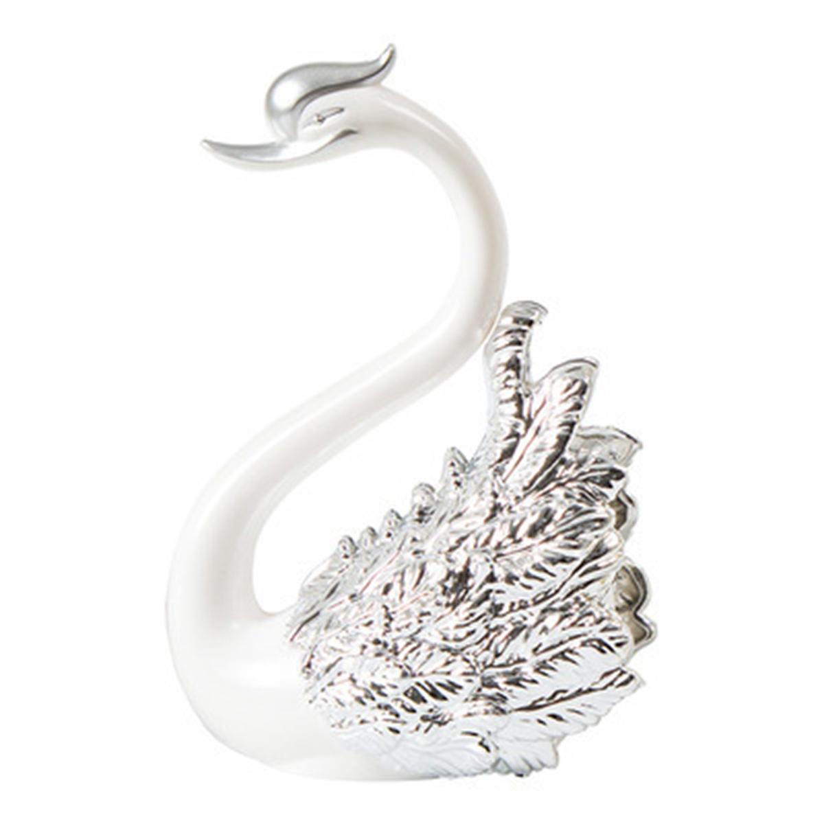 

Decorative Baking Decoration Desktop Anniversary Ornament Cake Topper Miniatures Swan Figurine silver without crown