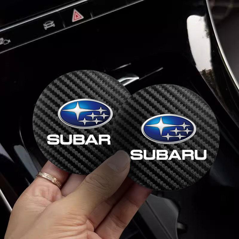 2Pcs Car Emblem Anti-Slip Pad Water Cup Holder Drink Coaster For Subaru STI Impreza Legacy WRX BRZ Forester XV Outback Crosstrek Z10
