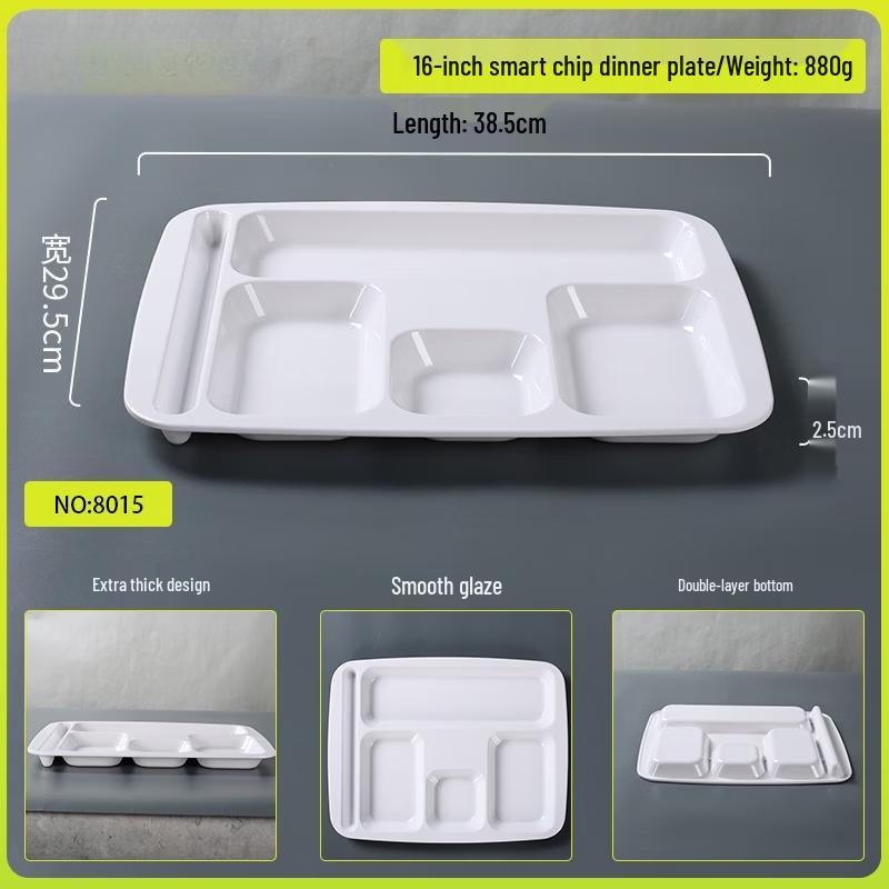 

15-inch Thick White Melamine Compartment Serving Plate