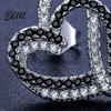 Rhinestone Heart Jewelry Overlapping Hearts Set Black White Necklace